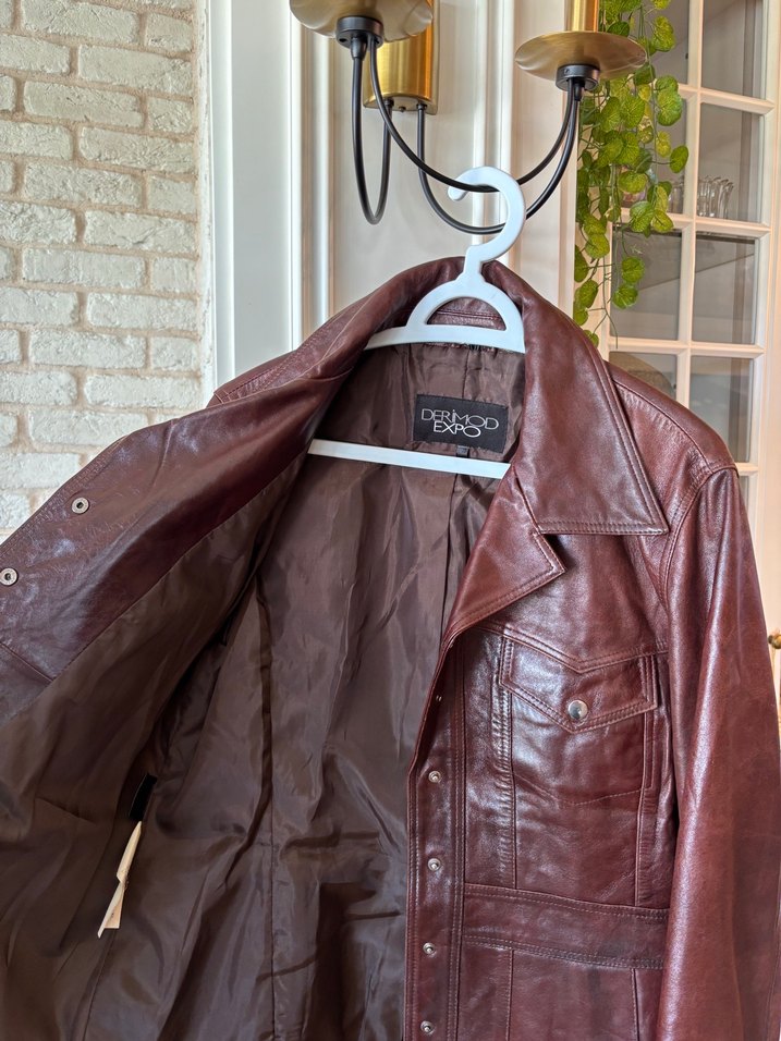 Kahverengi Deri Ceket - Görsel 3