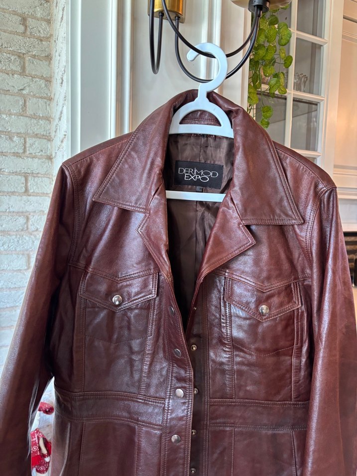 Kahverengi Deri Ceket - Görsel 2