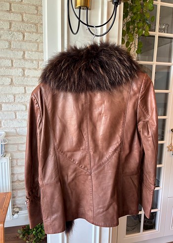Kahverengi Kürklü Deri Ceket - Görsel 4