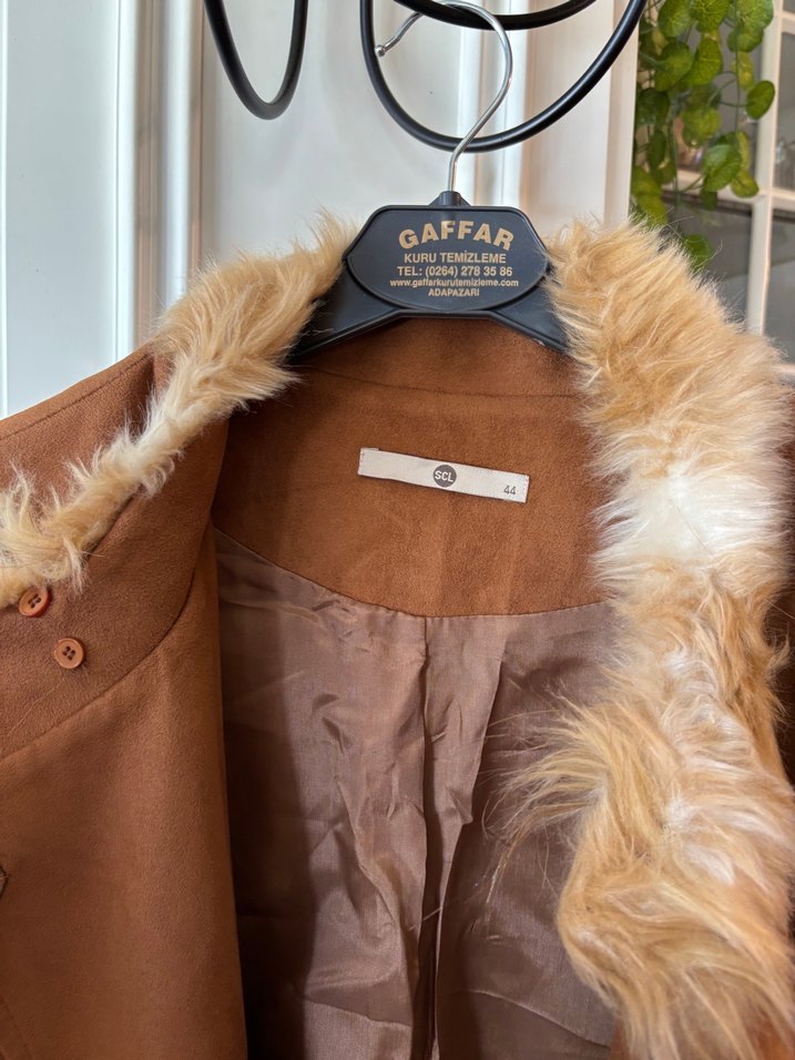 Kahverengi Süet Uzun Kürklü Kadın Yelek - Görsel 3