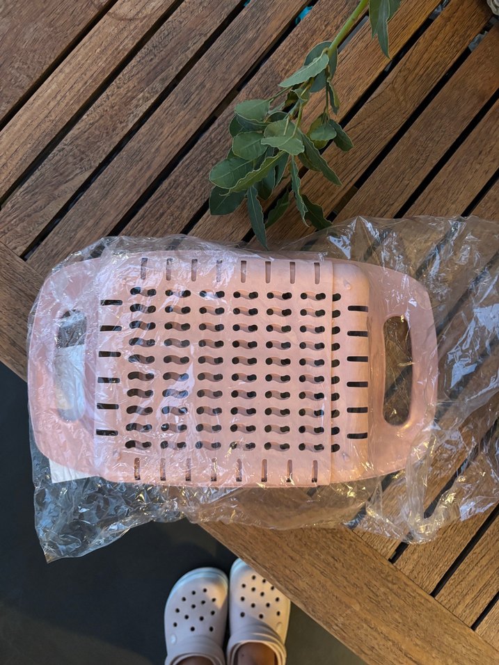 Pembe Plastik Mutfak Süzgeci - Görsel 2