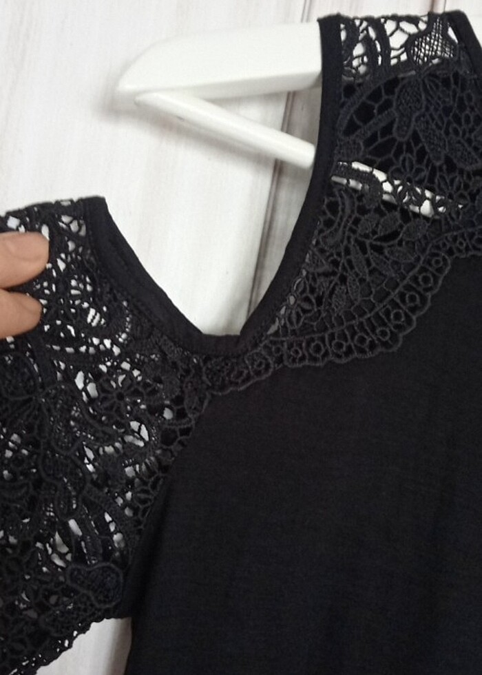 Kadın Dantel karışımı Viskon Penye Elbise  - Görsel 3