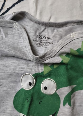 Gri Kısa Kollu Pamuklu Bebek Body - Görsel 5