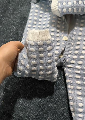 Gri Erkek Bebek Örgü Tulum mavi - Görsel 6