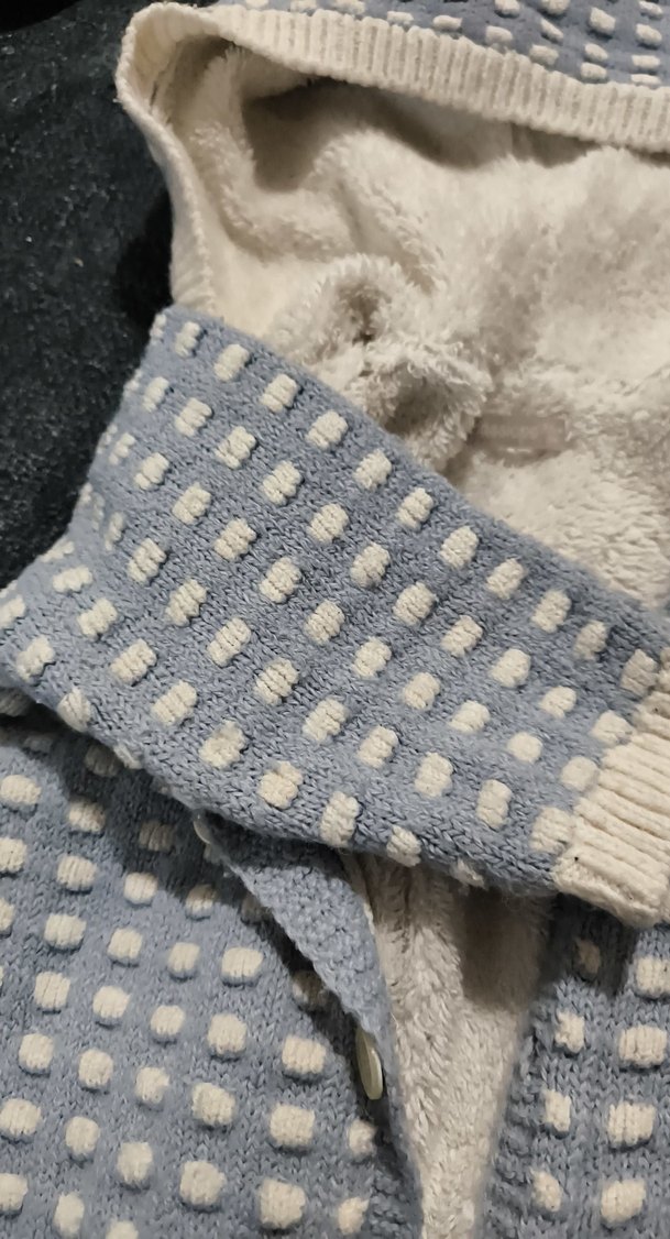 Gri Erkek Bebek Örgü Tulum mavi - Görsel 5