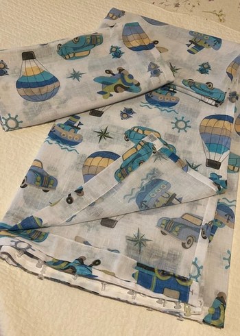 çocuk odası perdesi Modern Baskılı Mavi Gri Perde - Görsel 6