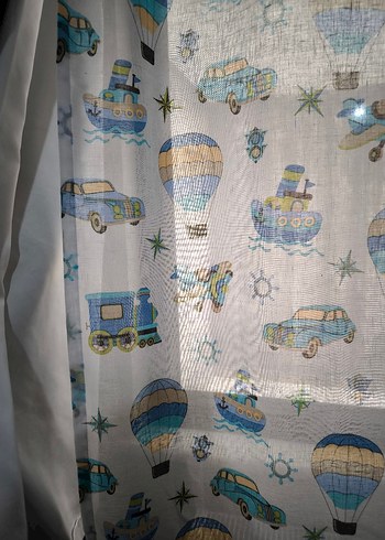 çocuk odası perdesi Modern Baskılı Mavi Gri Perde - Görsel 4