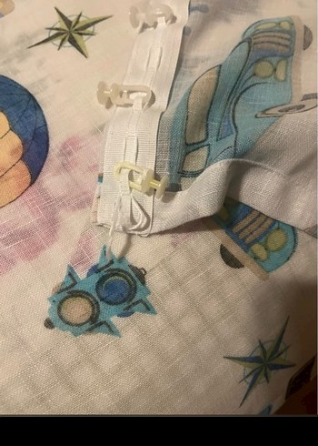 çocuk odası perdesi Modern Baskılı Mavi Gri Perde - Görsel 5