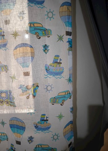 çocuk odası perdesi Modern Baskılı Mavi Gri Perde - Görsel 3