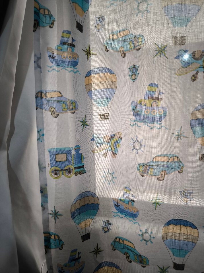 çocuk odası perdesi Modern Baskılı Mavi Gri Perde - Görsel 4