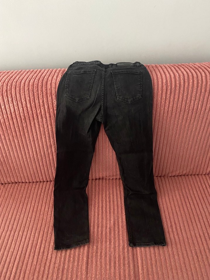 Düğmeli Siyah Kot Pantolon - Görsel 2