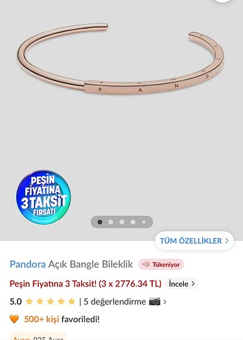 Pandora Pandora Açık Bangle Gümüş Bileklik