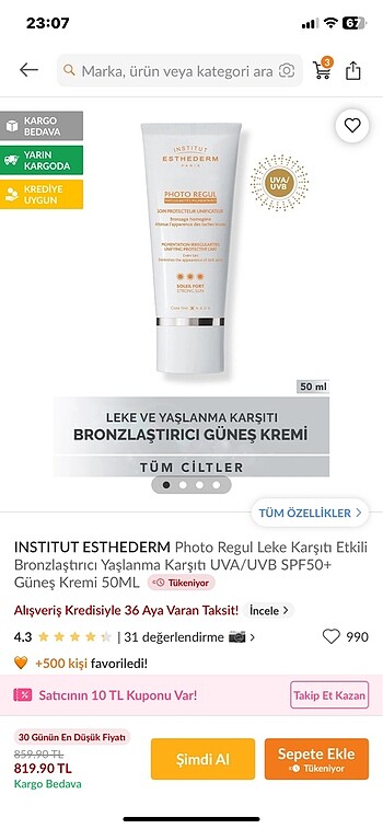 Güneş kremi esthederm