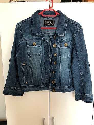 Mavi crop kot ceket