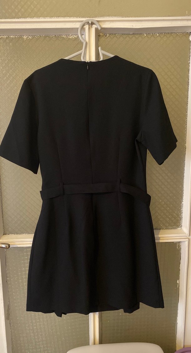 Düğmeli Siyah Midi Kadın Elbise - Görsel 4