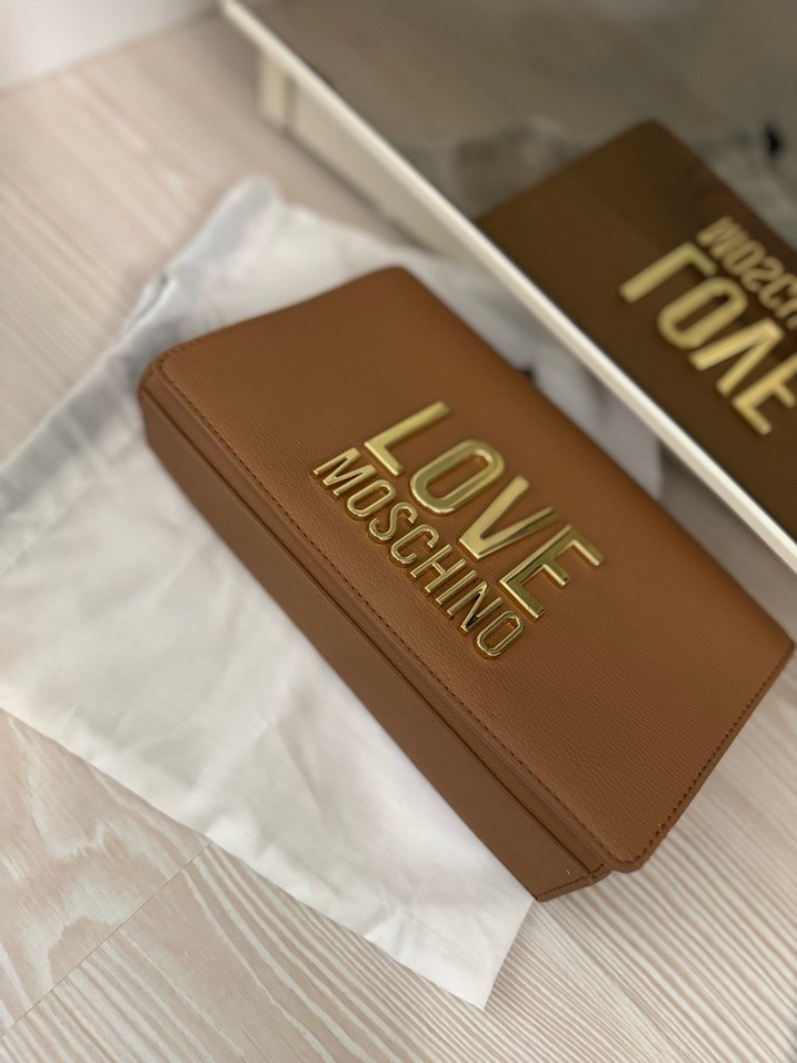 Love Moschino Kahverengi Zincir Detaylı Deri Çanta - Görsel 4