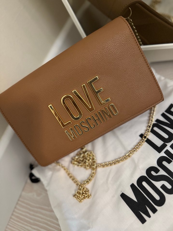 Love Moschino Kahverengi Zincir Detaylı Deri Çanta - Görsel 2
