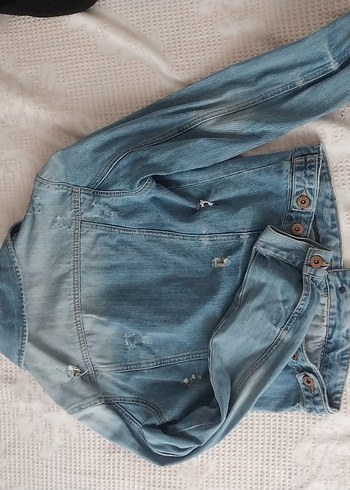 Düğmeli Mavi Kadın Denim Ceket - Görsel 2