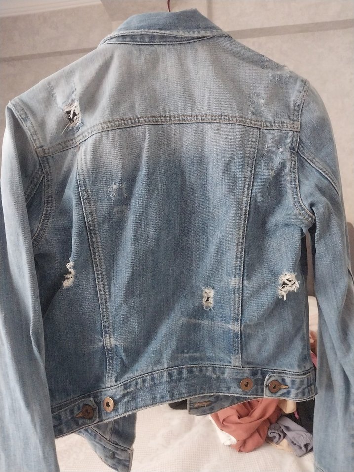 Düğmeli Mavi Kadın Denim Ceket - Görsel 4