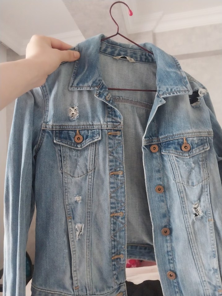 Düğmeli Mavi Kadın Denim Ceket - Görsel 3