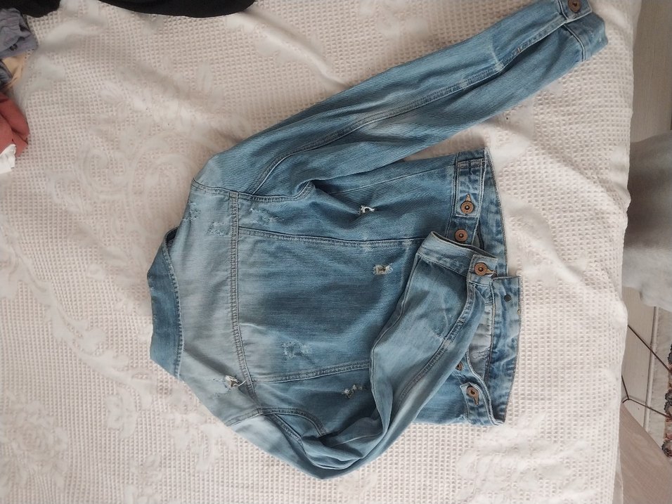 Düğmeli Mavi Kadın Denim Ceket - Görsel 2