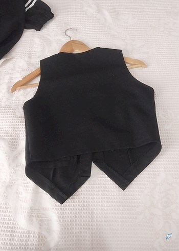 Düğmeli Siyah Kolsuz Kadın Yelek - Görsel 4