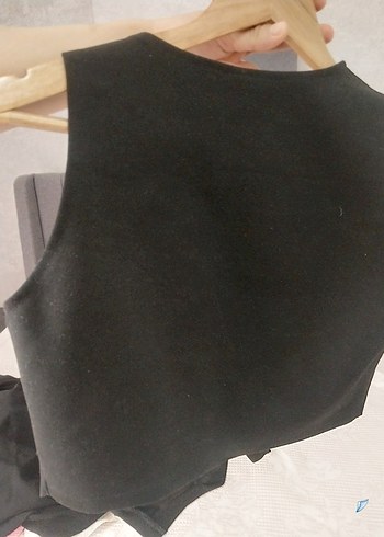 Düğmeli Siyah Kolsuz Kadın Yelek - Görsel 3