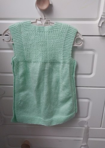 Kız Çocuk Yeşil Örgü Düğmeli Süveter - Görsel 2