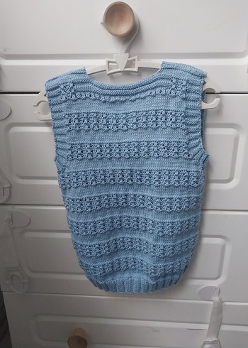 Mavi Örgü Erkek Çocuk yelek - Görsel 2