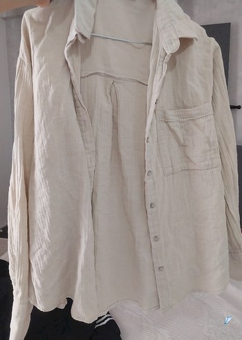 Düğmeli Beyaz müslin Kadın Gömlek - Görsel 4