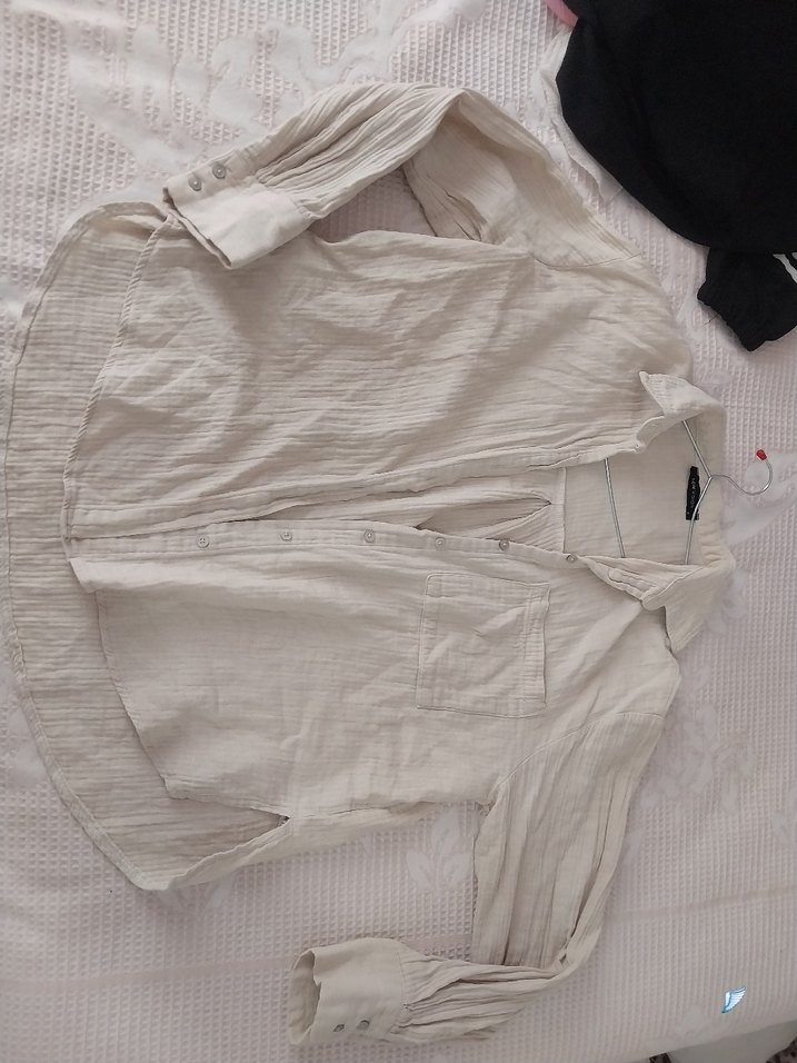 Düğmeli Beyaz müslin Kadın Gömlek - Görsel 2