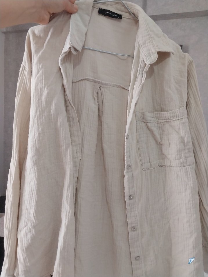 Düğmeli Beyaz müslin Kadın Gömlek - Görsel 3