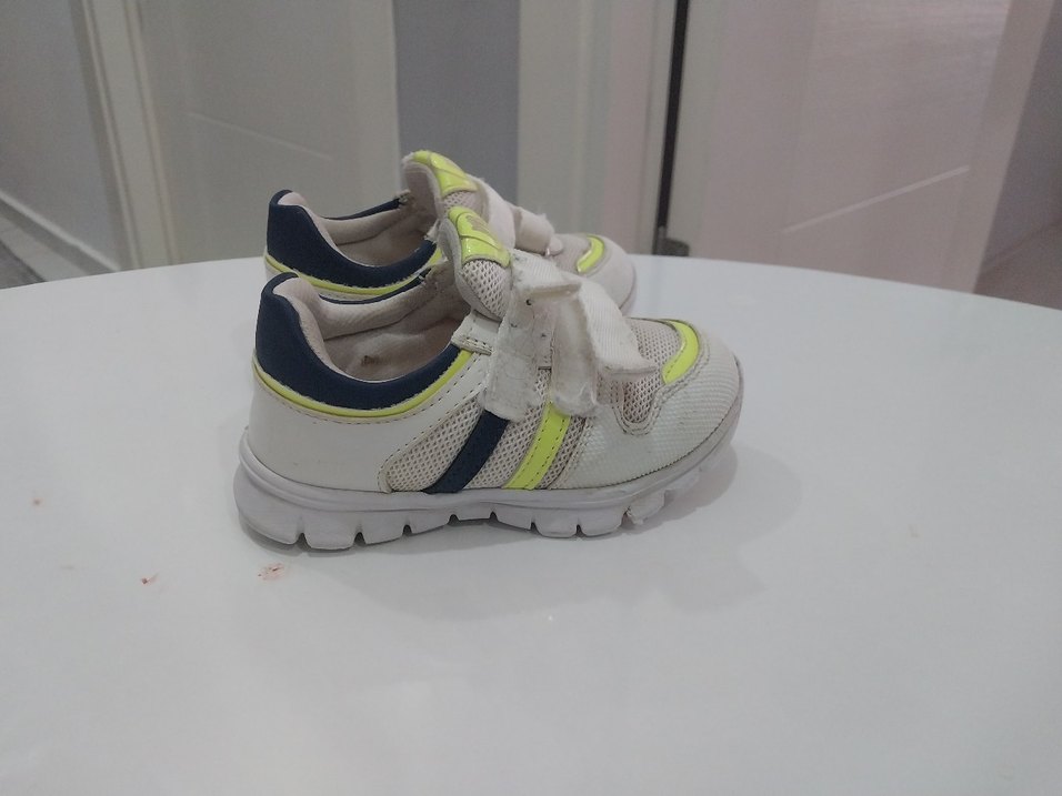 unisex Çocuk Spor Ayakkabı Cırt Cırtlı Beyaz Gri - Görsel 2