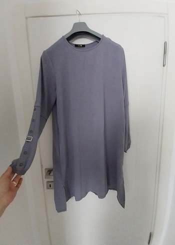 Diger Gri Uzun Kollu Keten Tunik - Görsel 2