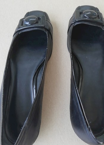 40 Beden siyah Renk Babet, Klasik Siyah Tokalı Kadın Düz Ayakkabı