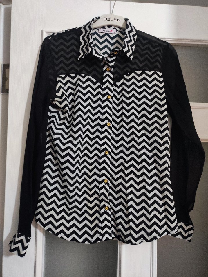 Düğmeli Siyah Kadın Ofis Gömleği - Görsel 2