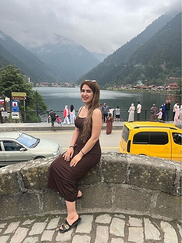 Diğer Kahverengi askılı elbise
