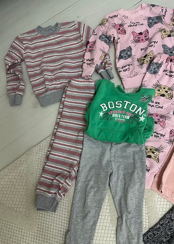 Kız Çocuk Gri Örme Sweatshirt ve Eşofman Takımı
