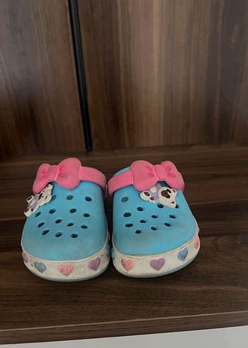 27 Beden mavi Renk Kız Çocuk Mavi Pembe Tokalı Terlik