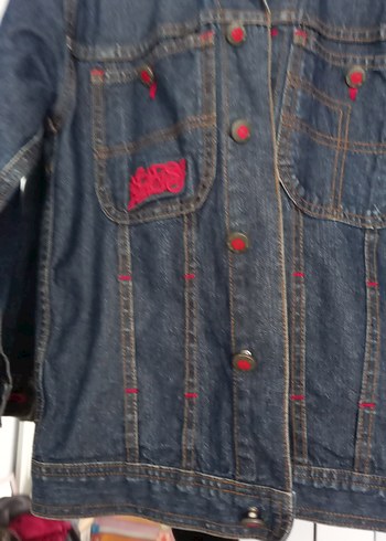 Düğmeli Nakışlı Koyu Mavi Kadın Kot Ceket 8ve 9 yaş - Görsel 4