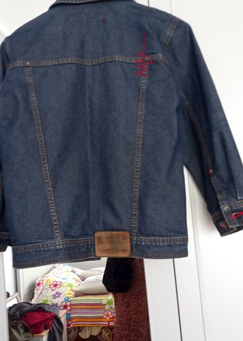 Düğmeli Nakışlı Koyu Mavi Kadın Kot Ceket 8ve 9 yaş - Görsel 7