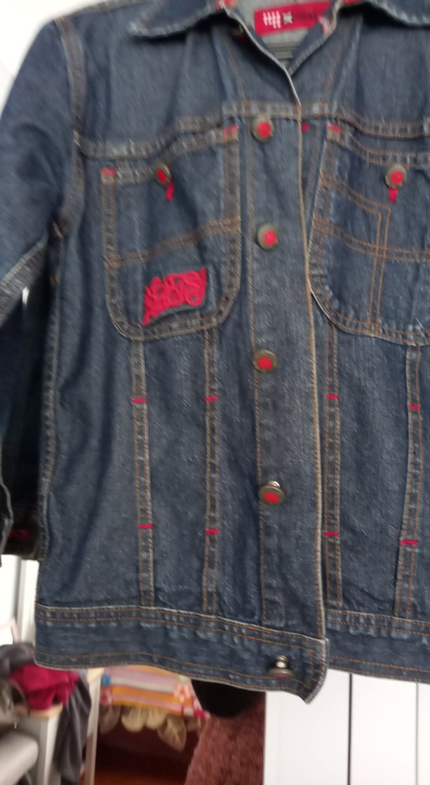 Düğmeli Nakışlı Koyu Mavi Kadın Kot Ceket 8ve 9 yaş - Görsel 4