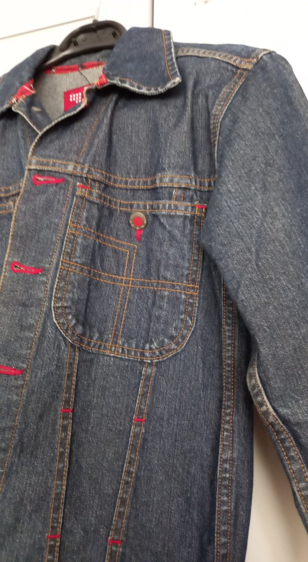 Düğmeli Nakışlı Koyu Mavi Kadın Kot Ceket 8ve 9 yaş - Görsel 3