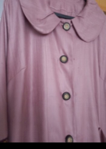 Düğmeli Pembe Nakışlı Uzun pardüse - Görsel 2