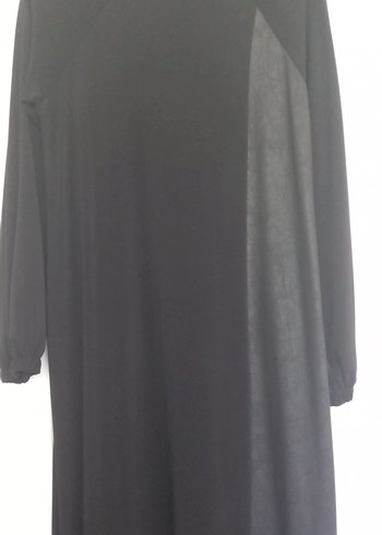 Siyah Uzun Kollu bir yanı nubuk elbise - Görsel 5