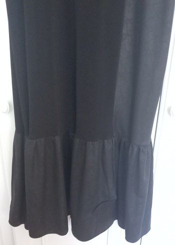 Siyah Uzun Kollu bir yanı nubuk elbise - Görsel 7