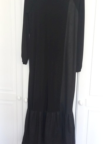 Siyah Uzun Kollu bir yanı nubuk elbise - Görsel 2