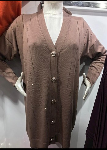 Düğmeli Pembe Uzun Kadın Hırka sıfır paketli ürünlerinde satista - Görsel 2