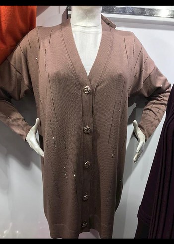 Düğmeli Pembe Uzun Kadın Hırka sıfır paketli ürünlerinde satista - Görsel 5