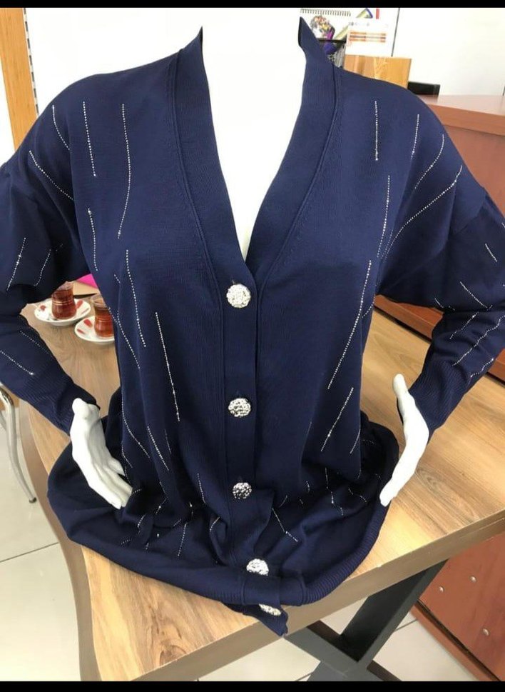 Düğmeli Pembe Uzun Kadın Hırka sıfır paketli ürünlerinde satista - Görsel 3